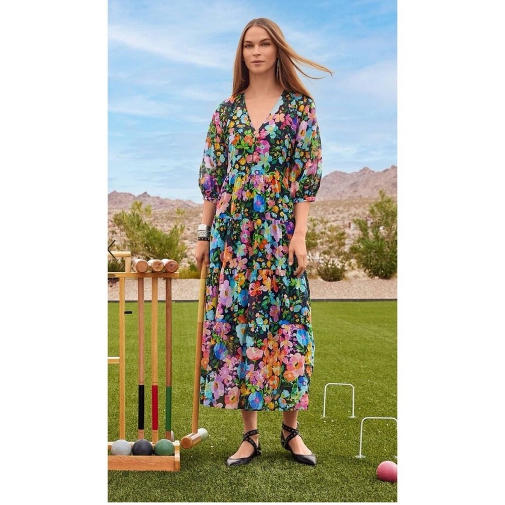 $318 Johnny Was Wild Blooms Dolman Tiered Dress R31824 Boho Chic SZ XS NWT!
